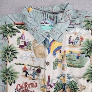Vtg Reyn Spooner Shirt Men Large California Wine Map Loop Collar Golf Napa Plane